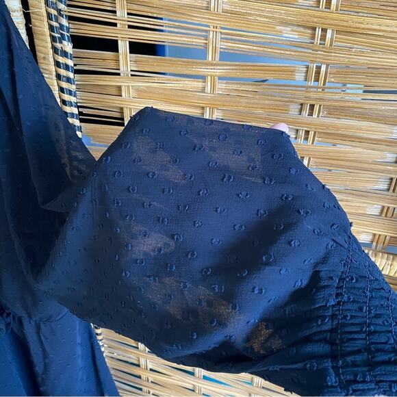 Lane Bryant Black Wrap Long Sleeve Blouse top plus size 22 sheer polka dot - Picture 6 of 8